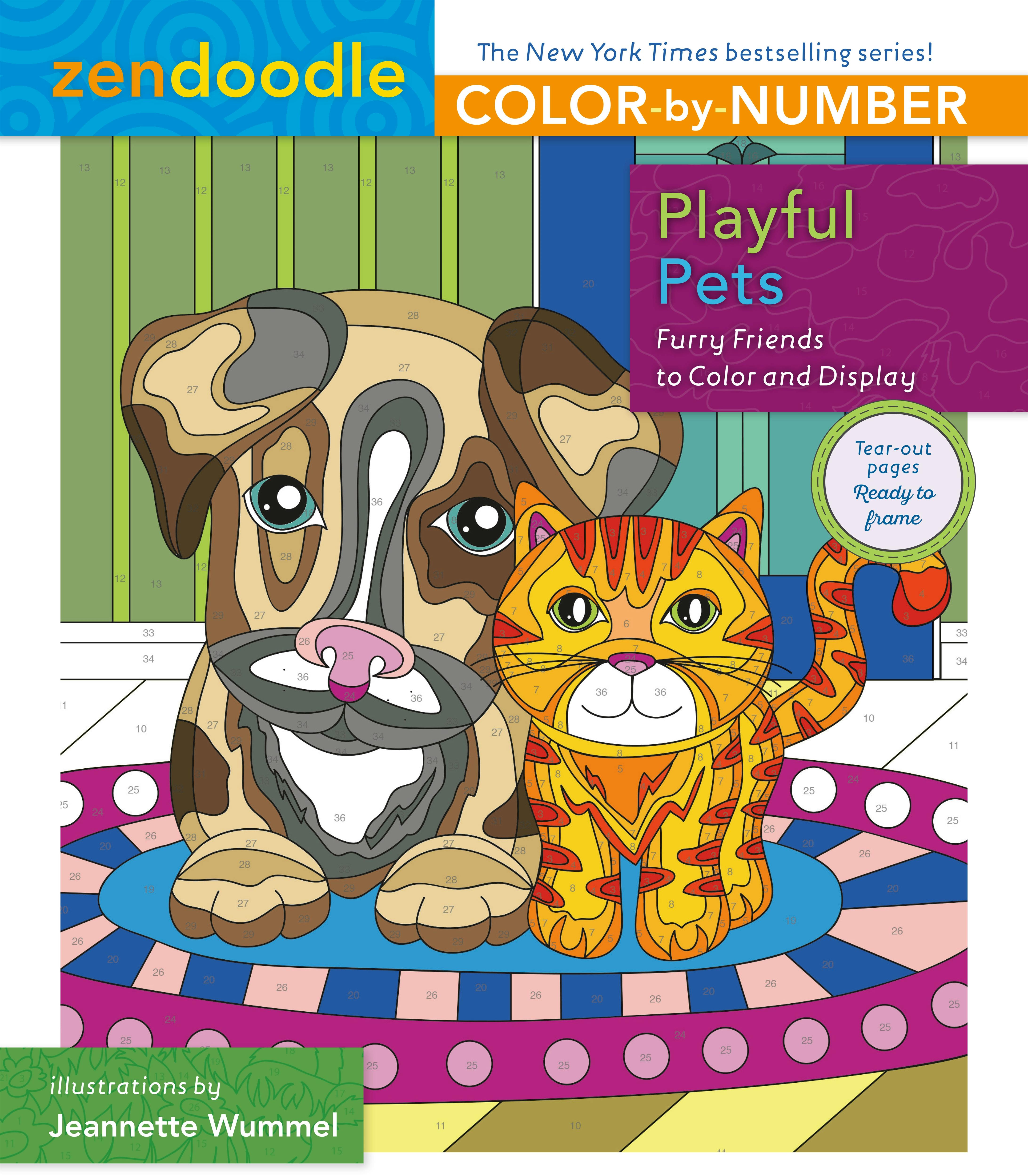 Image of Zendoodle Color-by-Number: Playful Pets