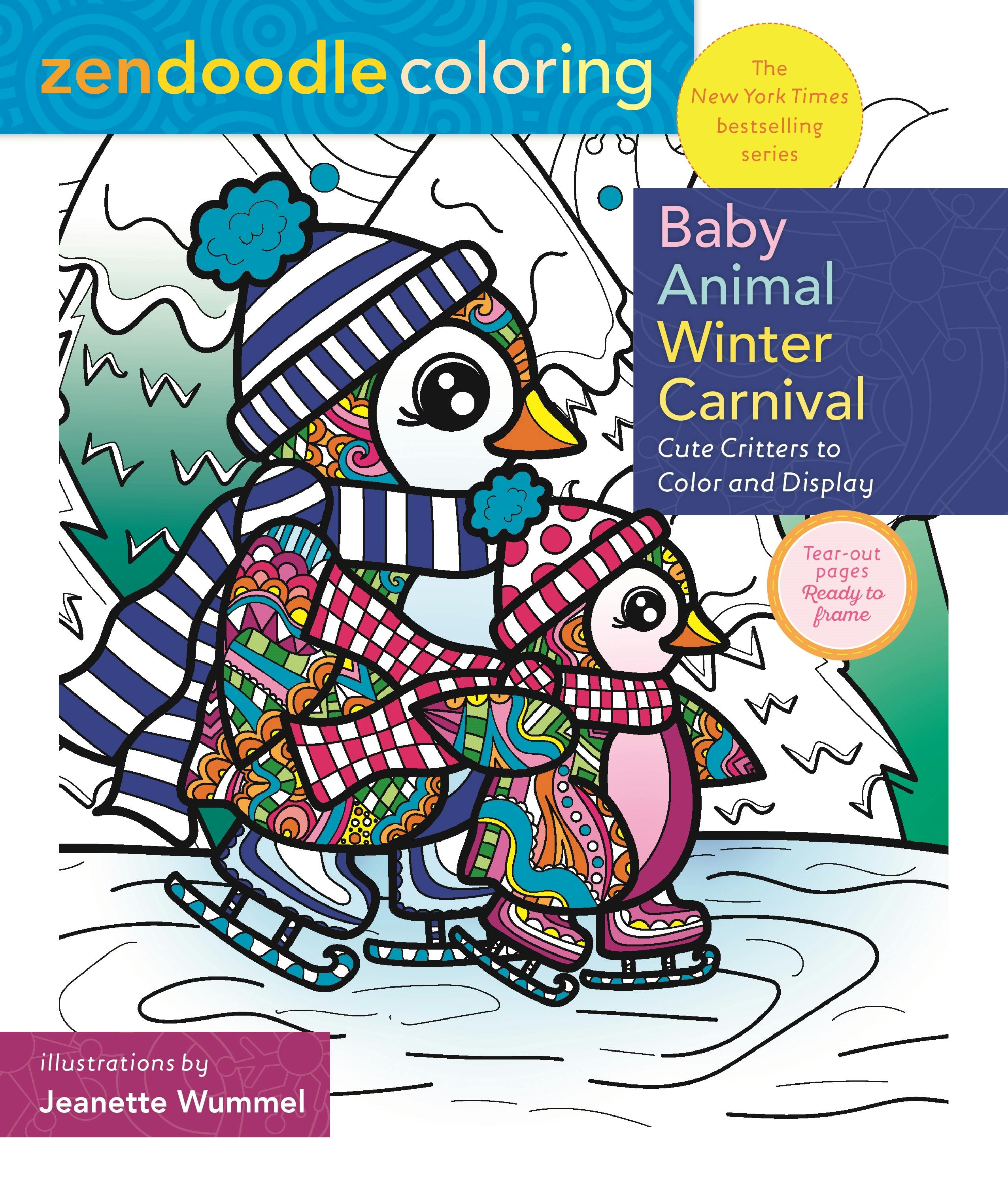 Zendoodle Coloring: Baby Animal Winter Carnival